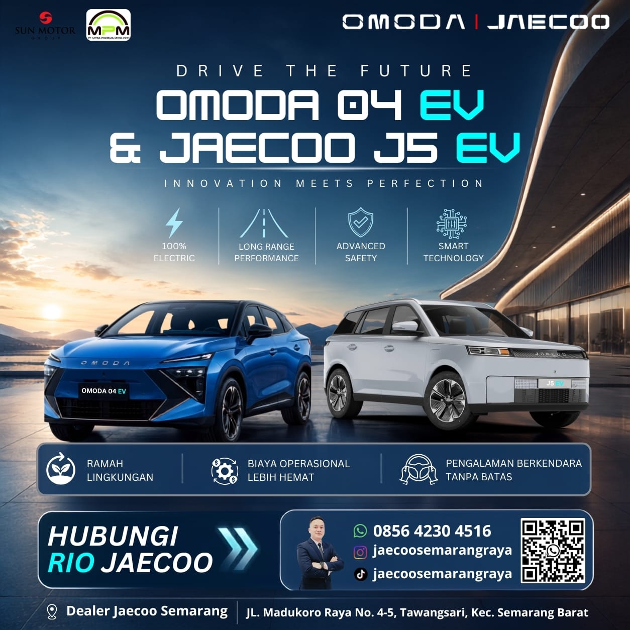Pre-book OMODA 04 EV di GIIAS 2026, 30 Juli sampai 9 Agustus 2026 di ICE BSD City. Pemesanan JAECOO J5 selama event dapat free body kit.